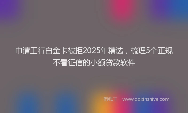 申请工行白金卡被拒2025年精选，梳理5个正规不看征信的小额贷款软件
