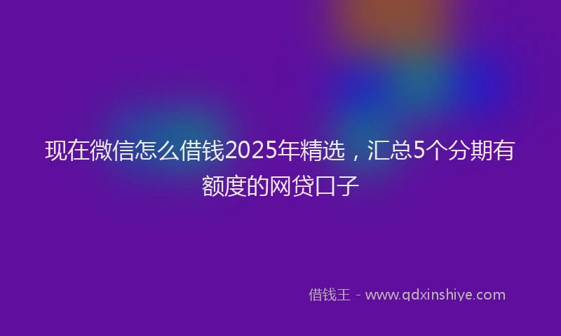 现在微信怎么借钱2025年精选，汇总5个分期有额度的网贷口子