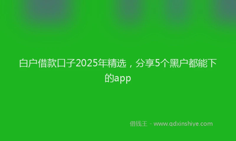 白户借款口子2025年精选，分享5个黑户都能下的app