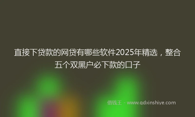 直接下贷款的网贷有哪些软件2025年精选，整合五个双黑户必下款的口子