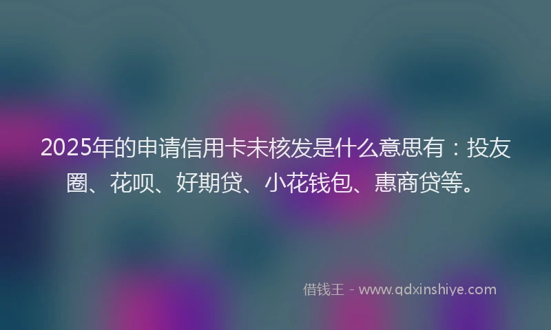 2025年的申请信用卡未核发是什么意思有：投友圈、花呗、好期贷、小花钱包、惠商贷等。
