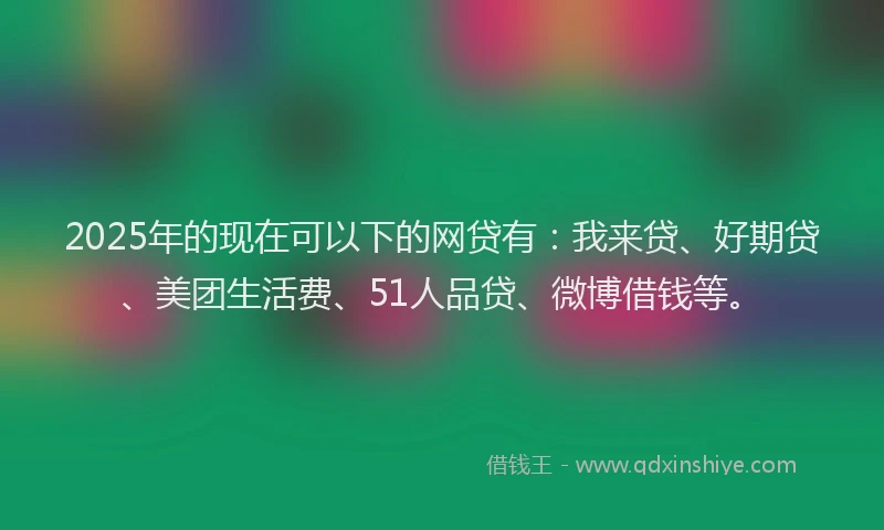 2025年的现在可以下的网贷有：我来贷、好期贷、美团生活费、51人品贷、微博借钱等。
