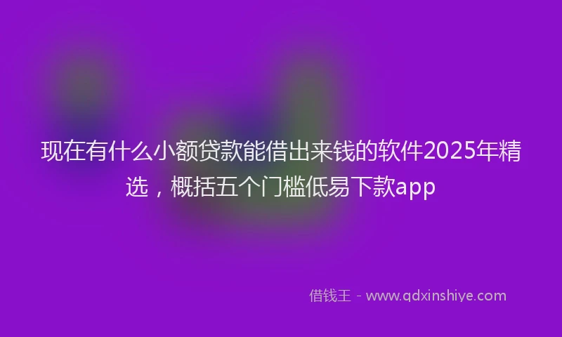 现在有什么小额贷款能借出来钱的软件2025年精选，概括五个门槛低易下款app