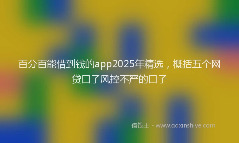 百分百能借到钱的app2025年精选，概括五个网贷口子风控不严的口子
