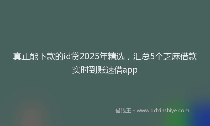 真正能下款的id贷2025年精选，汇总5个芝麻借款实时到账速借app