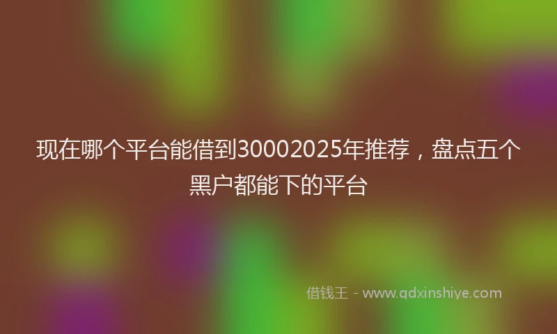 现在哪个平台能借到30002025年推荐，盘点五个黑户都能下的平台
