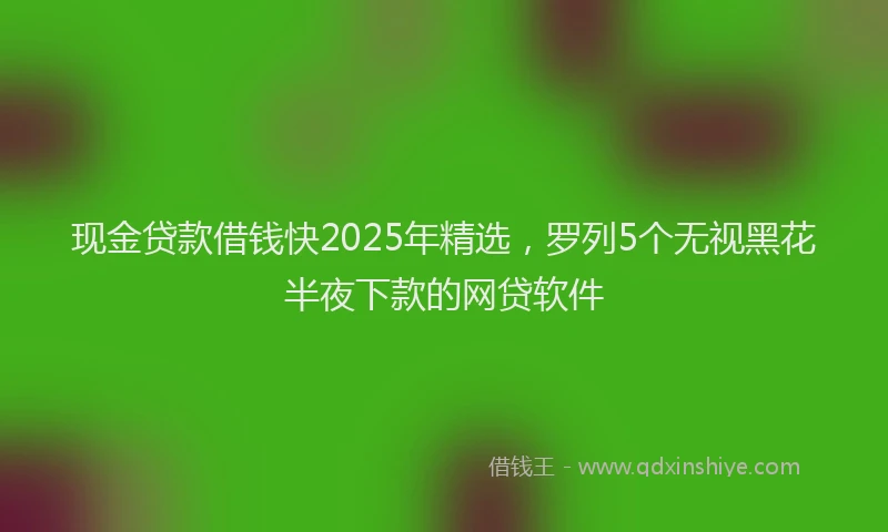 现金贷款借钱快2025年精选，罗列5个无视黑花半夜下款的网贷软件