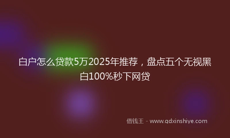 白户怎么贷款5万2025年推荐，盘点五个无视黑白100%秒下网贷