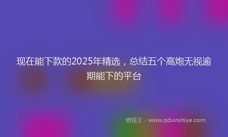 现在能下款的2025年精选，总结五个高炮无视逾期能下的平台
