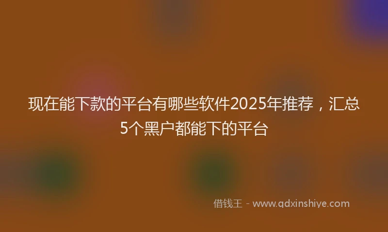 现在能下款的平台有哪些软件2025年推荐，汇总5个黑户都能下的平台
