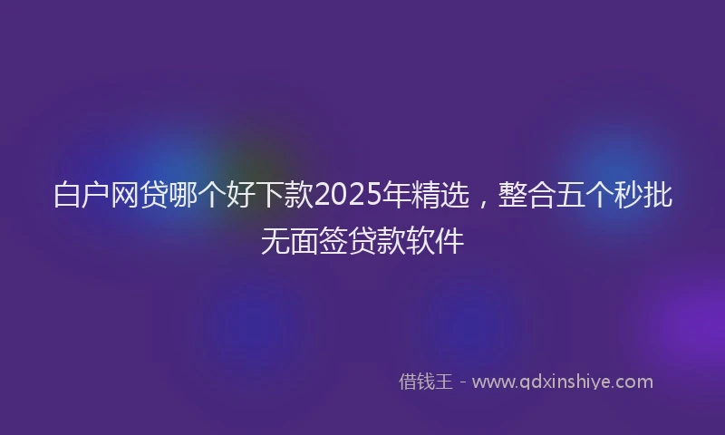 白户网贷哪个好下款2025年精选，整合五个秒批无面签贷款软件