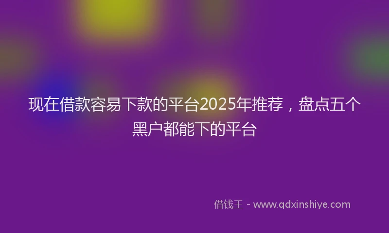 现在借款容易下款的平台2025年推荐，盘点五个黑户都能下的平台