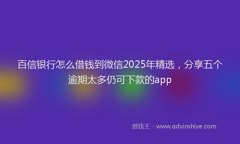 百信银行怎么借钱到微信2025年精选，分享五个逾期太多仍可下款的app