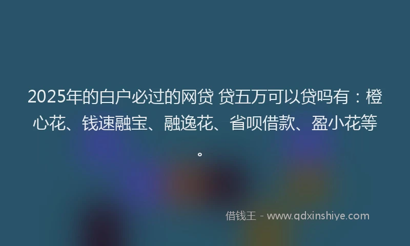 2025年的白户必过的网贷 贷五万可以贷吗有：橙心花、钱速融宝、融逸花、省呗借款、盈小花等。