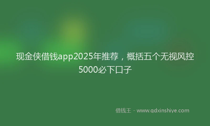 现金侠借钱app2025年推荐，概括五个无视风控5000必下口子