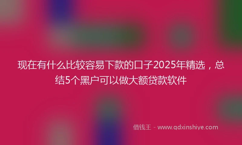 现在有什么比较容易下款的口子2025年精选，总结5个黑户可以做大额贷款软件