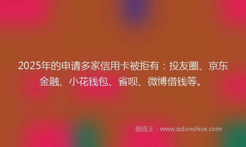 2025年的申请多家信用卡被拒有：投友圈、京东金融、小花钱包、省呗、微博借钱等。