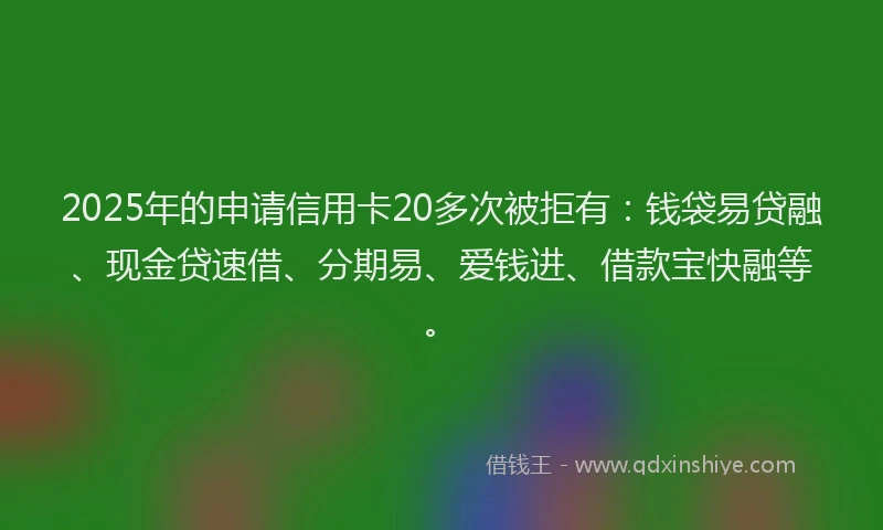 2025年的申请信用卡20多次被拒有：钱袋易贷融、现金贷速借、分期易、爱钱进、借款宝快融等。