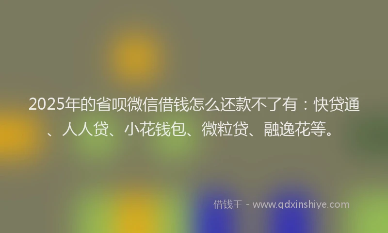 2025年的省呗微信借钱怎么还款不了有：快贷通、人人贷、小花钱包、微粒贷、融逸花等。