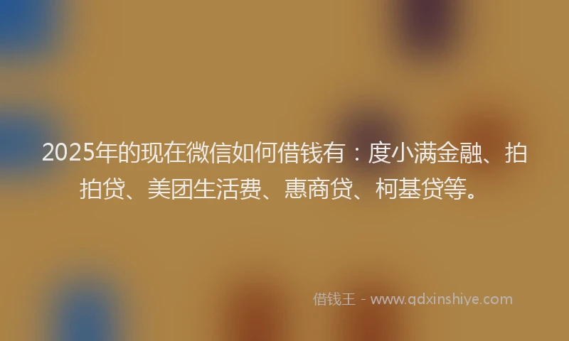 2025年的现在微信如何借钱有：度小满金融、拍拍贷、美团生活费、惠商贷、柯基贷等。