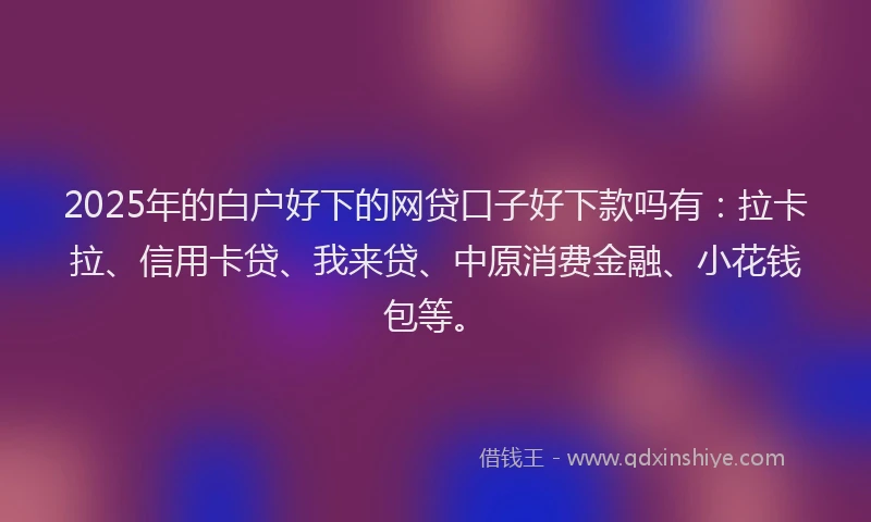 2025年的白户好下的网贷口子好下款吗有：拉卡拉、信用卡贷、我来贷、中原消费金融、小花钱包等。