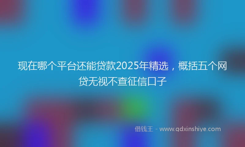 现在哪个平台还能贷款2025年精选，概括五个网贷无视不查征信口子