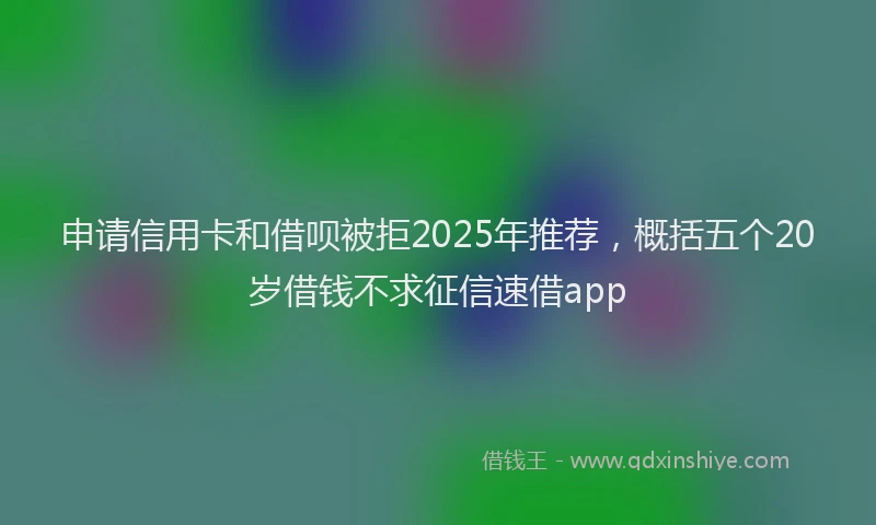 申请信用卡和借呗被拒2025年推荐，概括五个20岁借钱不求征信速借app