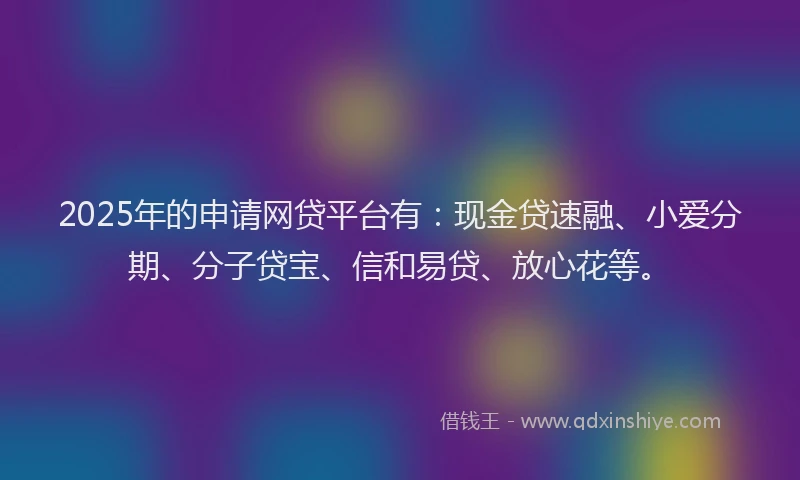 2025年的申请网贷平台有：现金贷速融、小爱分期、分子贷宝、信和易贷、放心花等。
