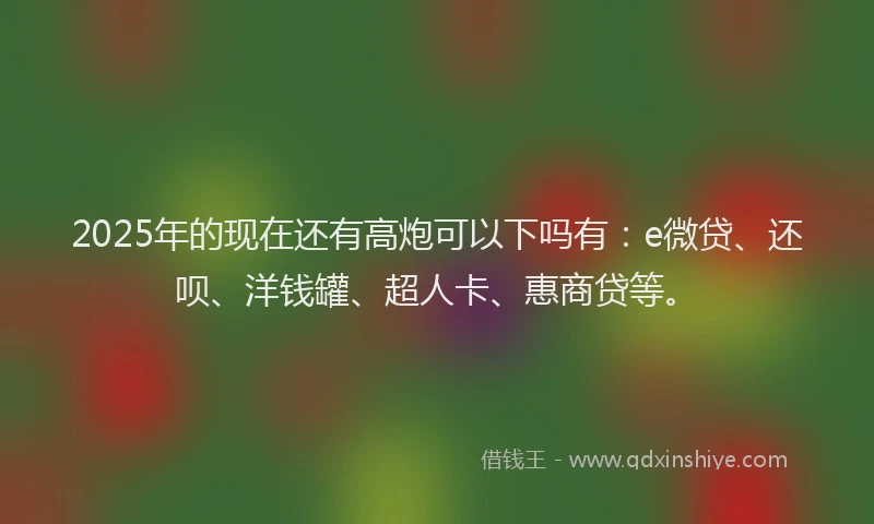 2025年的现在还有高炮可以下吗有：e微贷、还呗、洋钱罐、超人卡、惠商贷等。