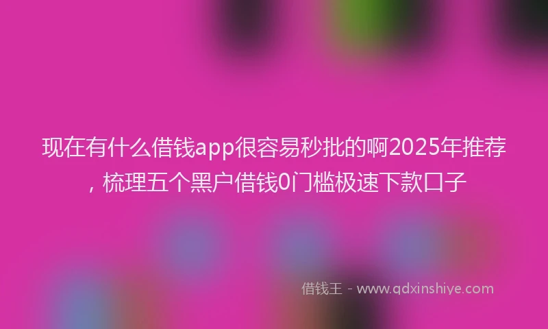 现在有什么借钱app很容易秒批的啊2025年推荐，梳理五个黑户借钱0门槛极速下款口子