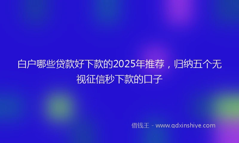 白户哪些贷款好下款的2025年推荐，归纳五个无视征信秒下款的口子