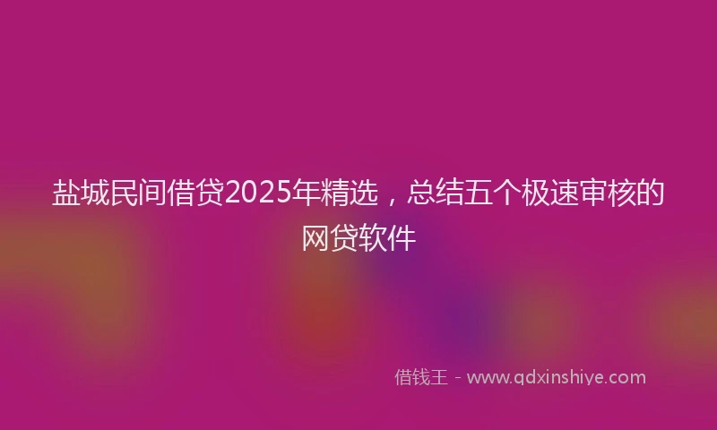 盐城民间借贷2025年精选，总结五个极速审核的网贷软件