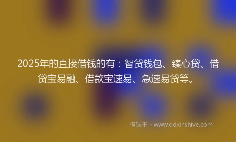2025年的直接借钱的有：智贷钱包、臻心贷、借贷宝易融、借款宝速易、急速易贷等。