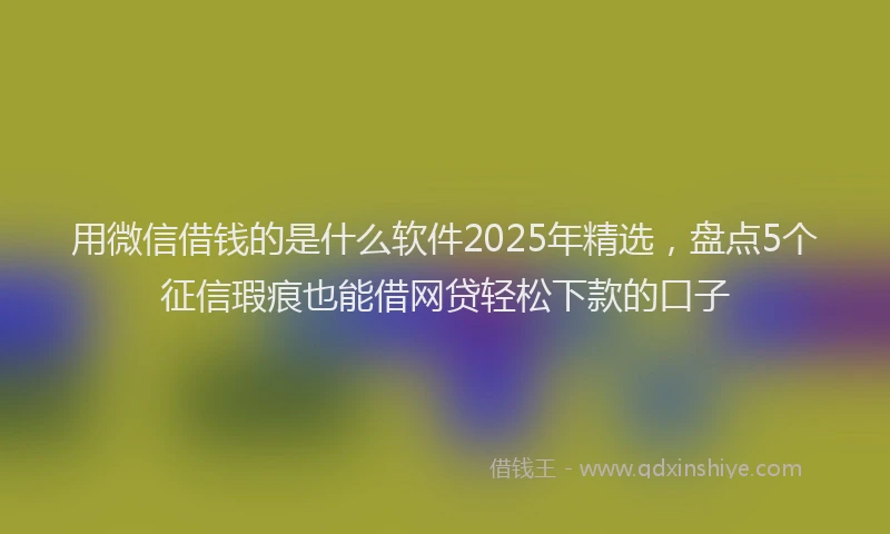 用微信借钱的是什么软件2025年精选，盘点5个征信瑕疵也能借网贷轻松下款的口子