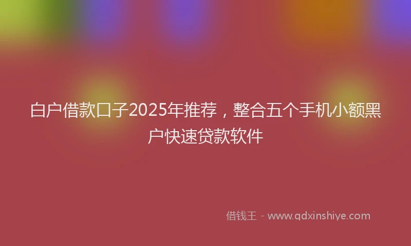 白户借款口子2025年推荐，整合五个手机小额黑户快速贷款软件