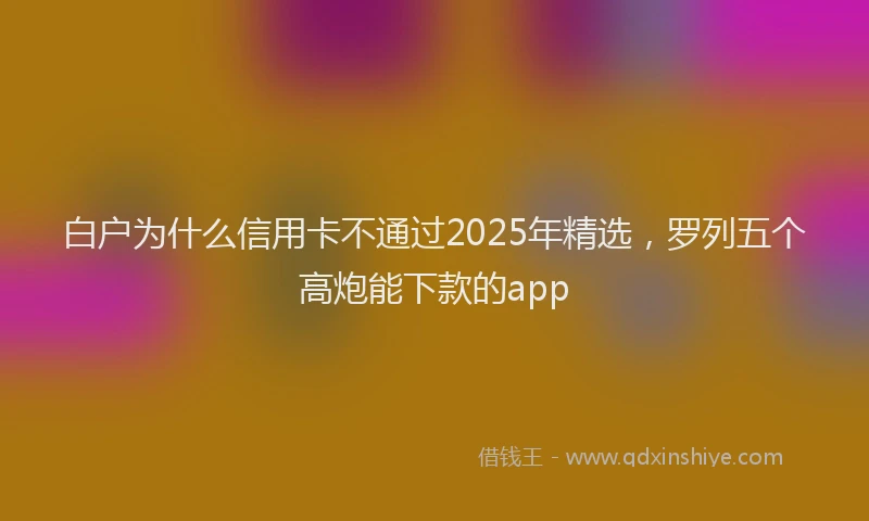 白户为什么信用卡不通过2025年精选，罗列五个高炮能下款的app