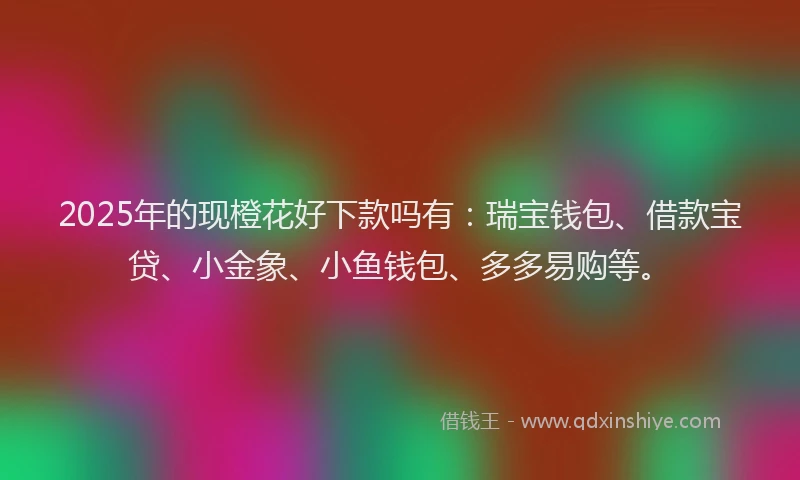 2025年的现橙花好下款吗有：瑞宝钱包、借款宝贷、小金象、小鱼钱包、多多易购等。