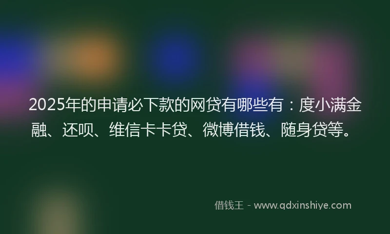 2025年的申请必下款的网贷有哪些有：度小满金融、还呗、维信卡卡贷、微博借钱、随身贷等。