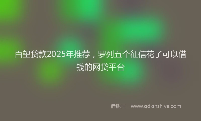 百望贷款2025年推荐，罗列五个征信花了可以借钱的网贷平台