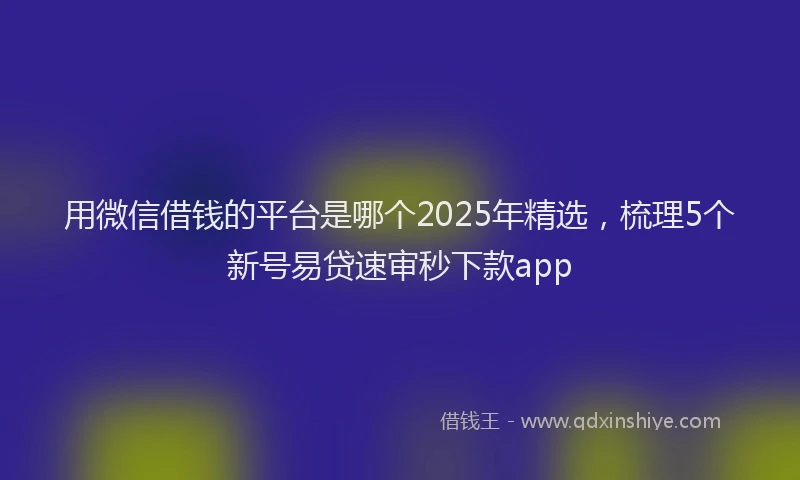 用微信借钱的平台是哪个2025年精选，梳理5个新号易贷速审秒下款app