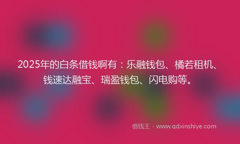 2025年的白条借钱啊有：乐融钱包、橘若租机、钱速达融宝、瑞盈钱包、闪电购等。