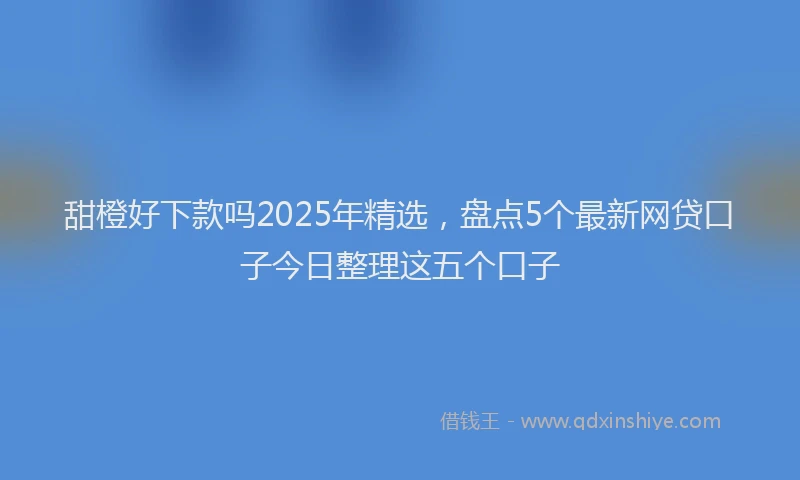 甜橙好下款吗2025年精选，盘点5个最新网贷口子今日整理这五个口子