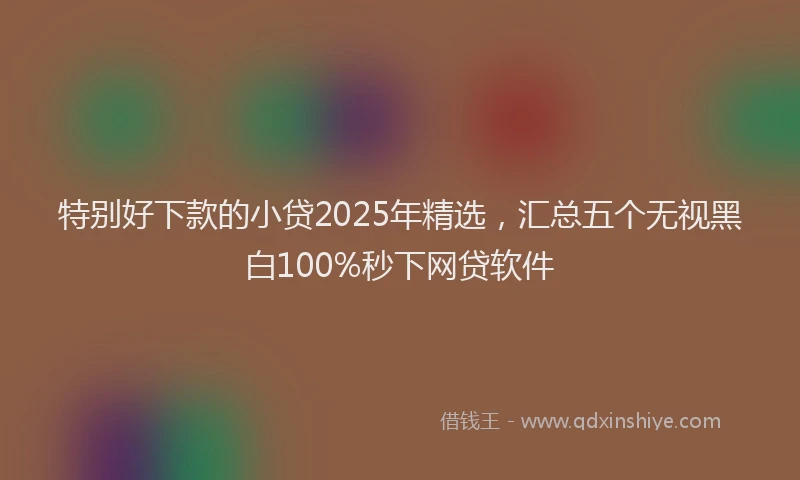 特别好下款的小贷2025年精选，汇总五个无视黑白100%秒下网贷软件