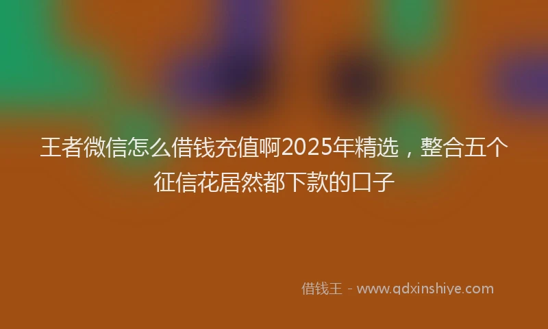 王者微信怎么借钱充值啊2025年精选，整合五个征信花居然都下款的口子