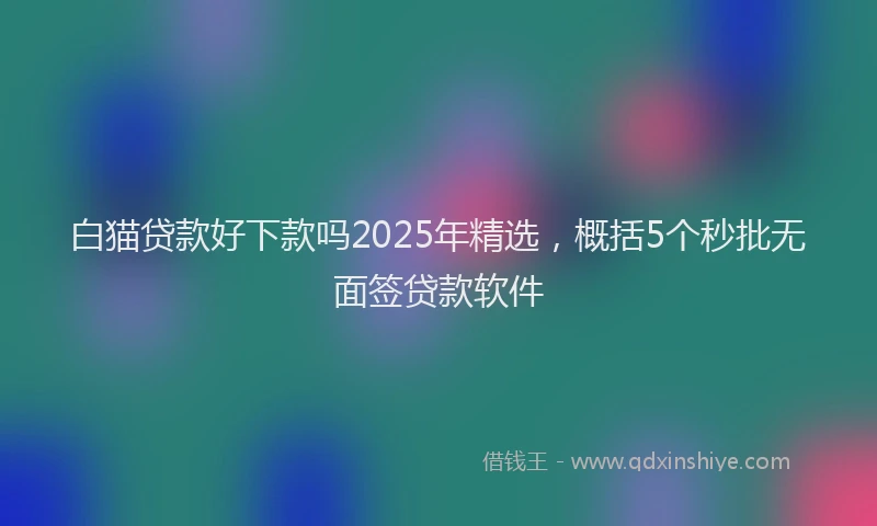 白猫贷款好下款吗2025年精选，概括5个秒批无面签贷款软件