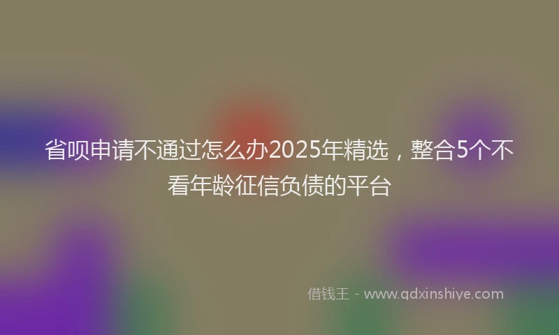 省呗申请不通过怎么办2025年精选，整合5个不看年龄征信负债的平台