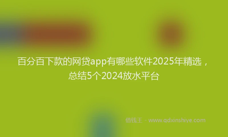 百分百下款的网贷app有哪些软件2025年精选，总结5个2024放水平台