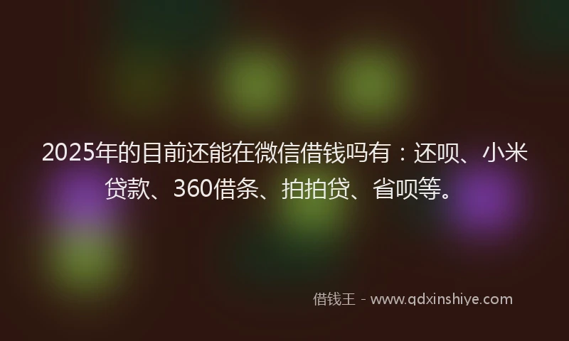 2025年的目前还能在微信借钱吗有：还呗、小米贷款、360借条、拍拍贷、省呗等。