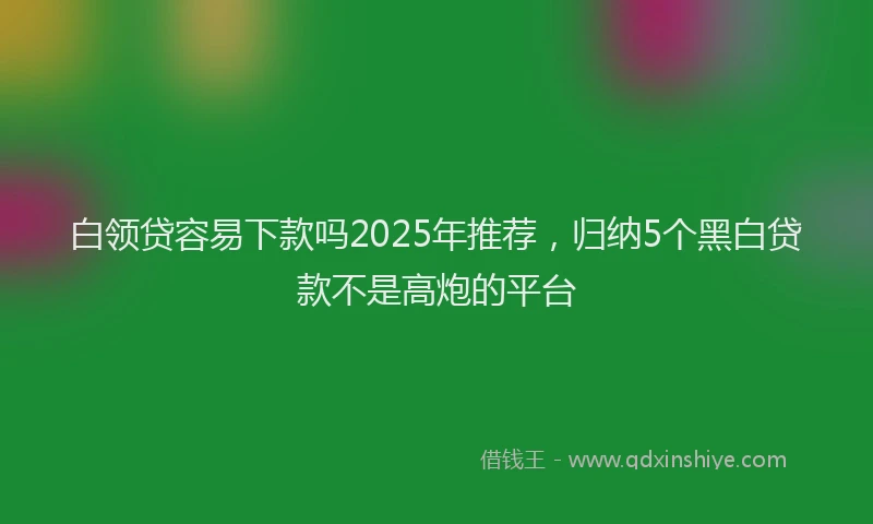 白领贷容易下款吗2025年推荐，归纳5个黑白贷款不是高炮的平台