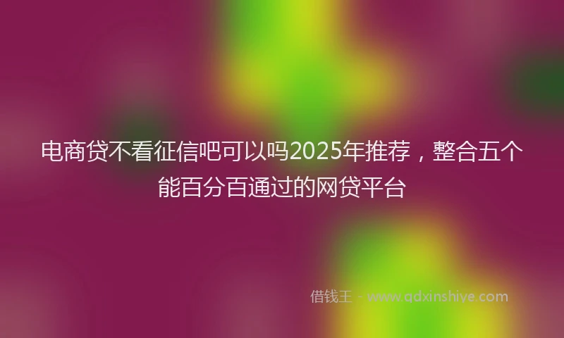 电商贷不看征信吧可以吗2025年推荐，整合五个能百分百通过的网贷平台